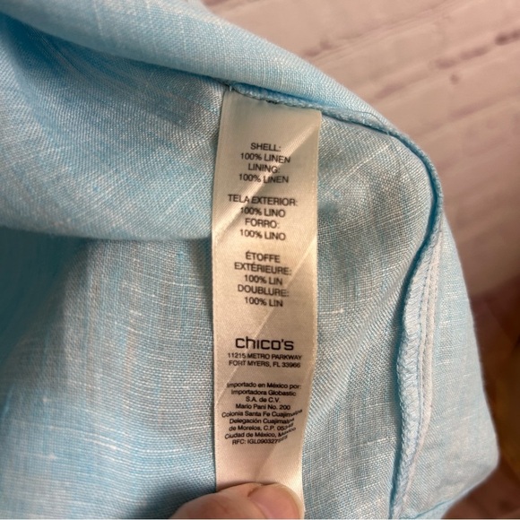 Chico's pastel blue button down layered 100% linen top size "1" SM/MED - Picture 9 of 11